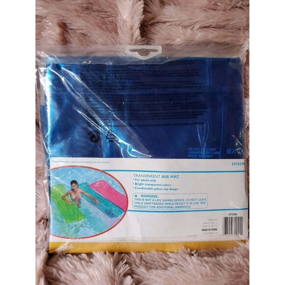 Sand & Sun Transparent Blue Air Mat for Pool Outdoor Adult Water Toy Summer New - Picture 2 of 2